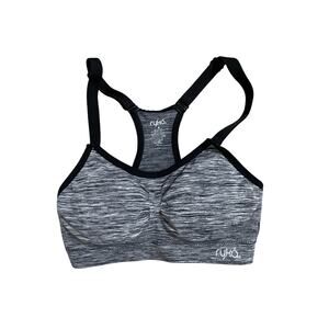 Ryka Heathered Grey Racerback Gorpcore Utility Workout Padded Sports Bra XS